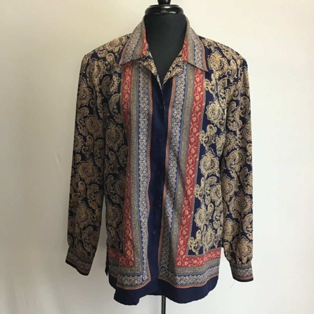 Vintage- Tan Jay Medallion/Paisley Button Down